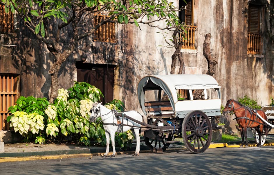 horse drawn carriage in front of malate church manila philippines