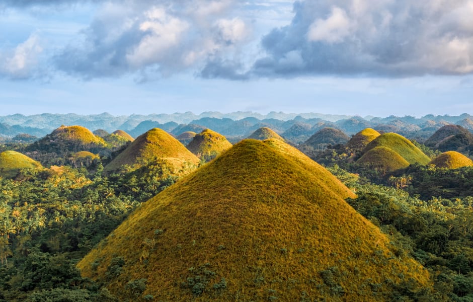 aerial view of chocolate hills on bohol island philippines