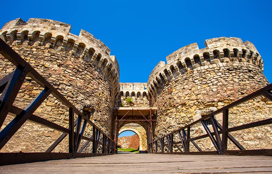 the ruins of the old city fortress gate in belgrade