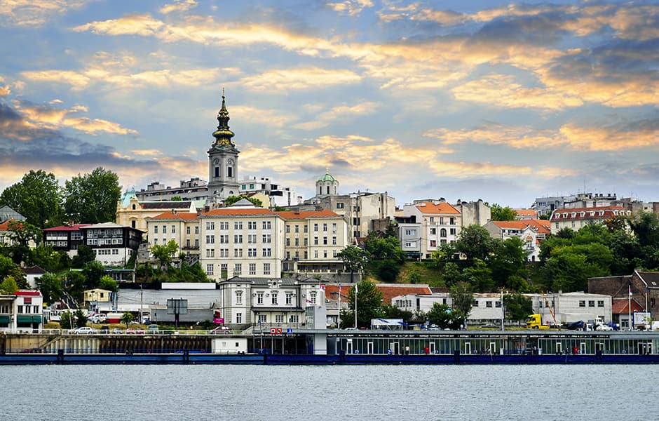 cityscape of belgrade city from the danube riverside