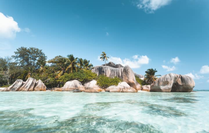 tropical beach in mahe island seychelles