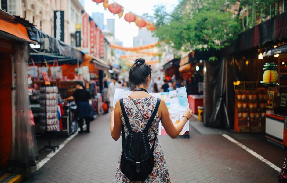 street stall selling flower garlands in singapore