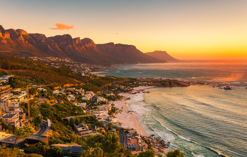 clifton beach in cape town south africa at sunset