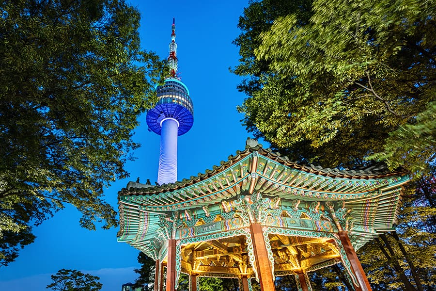 golden tower and pavilion in seoul south korea 