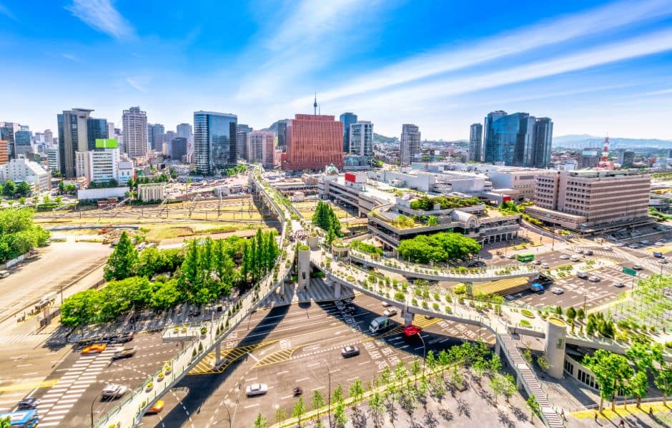 aerial view of seoul south korea