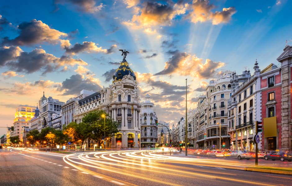 gran via cityscape madrid spain