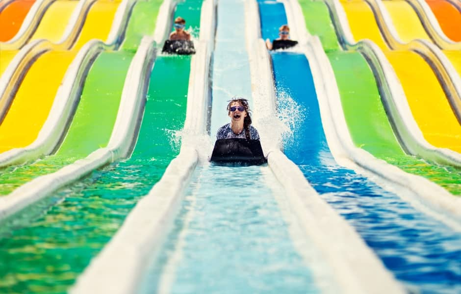 colourful waterslides at aqualand 