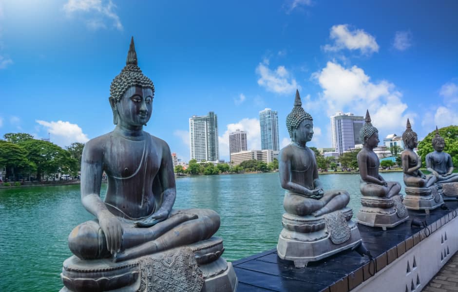 seema malaka buddhist temple in beira lake in colombo sri lanka