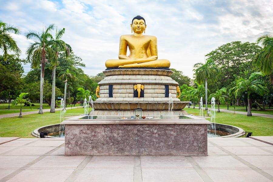 buddha statue at viharamahadevi park in colombo sri lanka