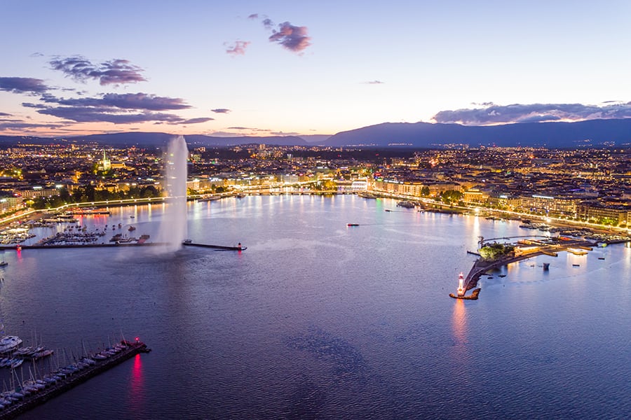 view of lake geneva in switzerland