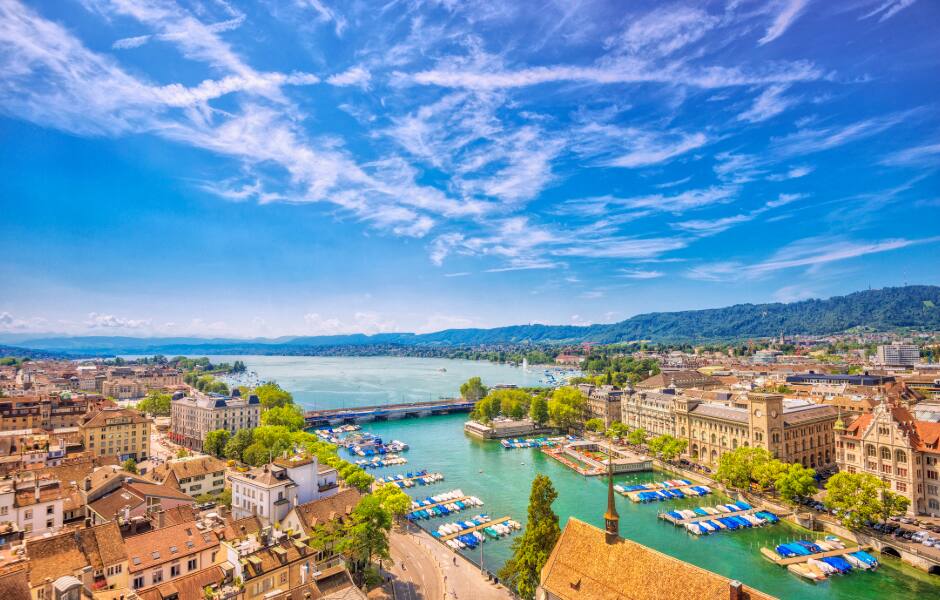 view of lake zurich switzerland