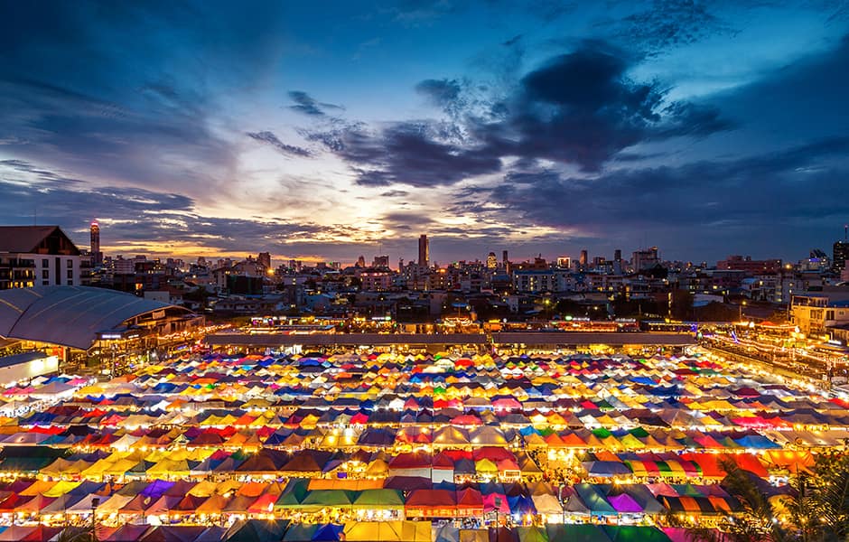 train night market in bangkok 