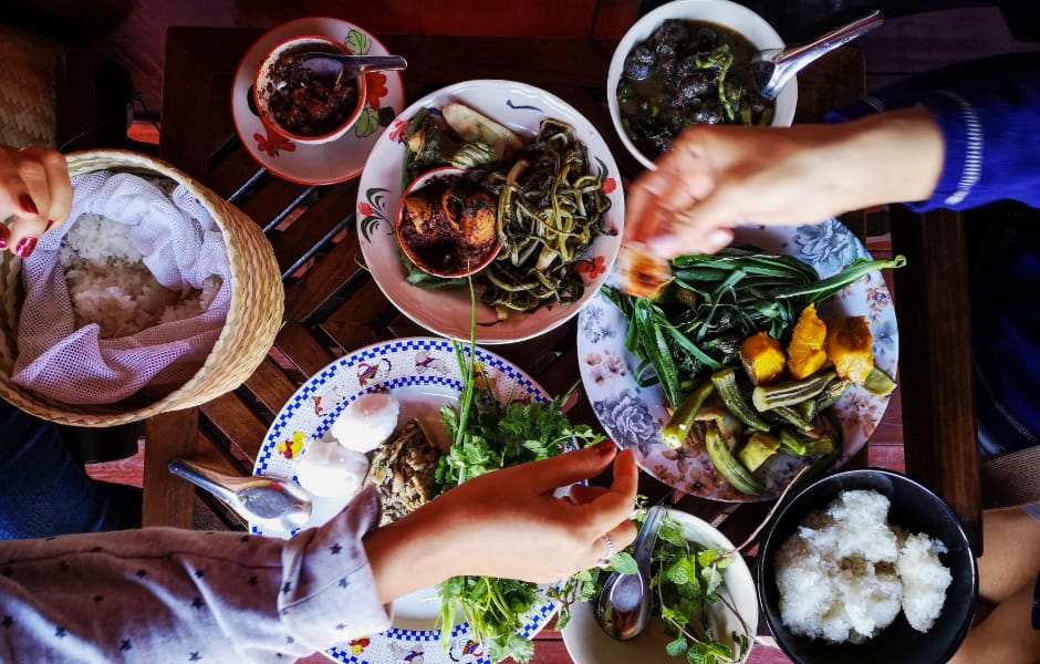 a selection of traditional selection of food from chiang mai