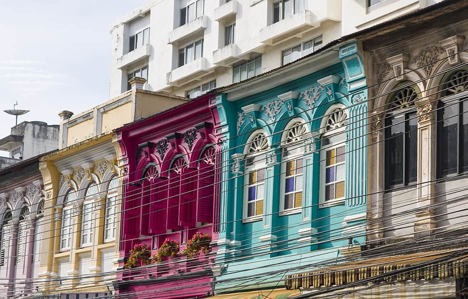 old colonial style buildings in phuket old town