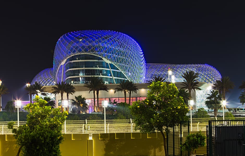 front view of ferrari world park abu dhabi