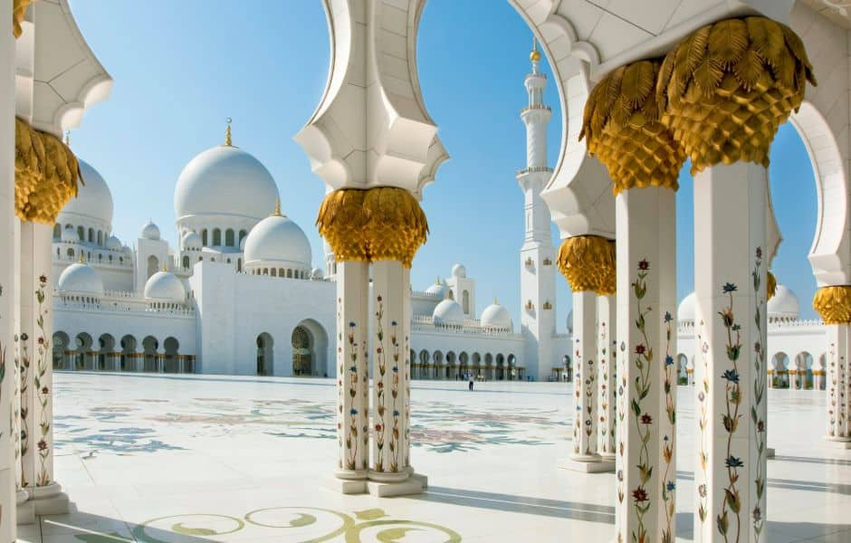 view of the inside of the grand mosque abu dhabi