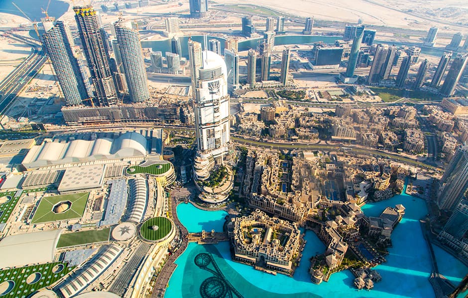 aerial view of the burj khalifa dubai