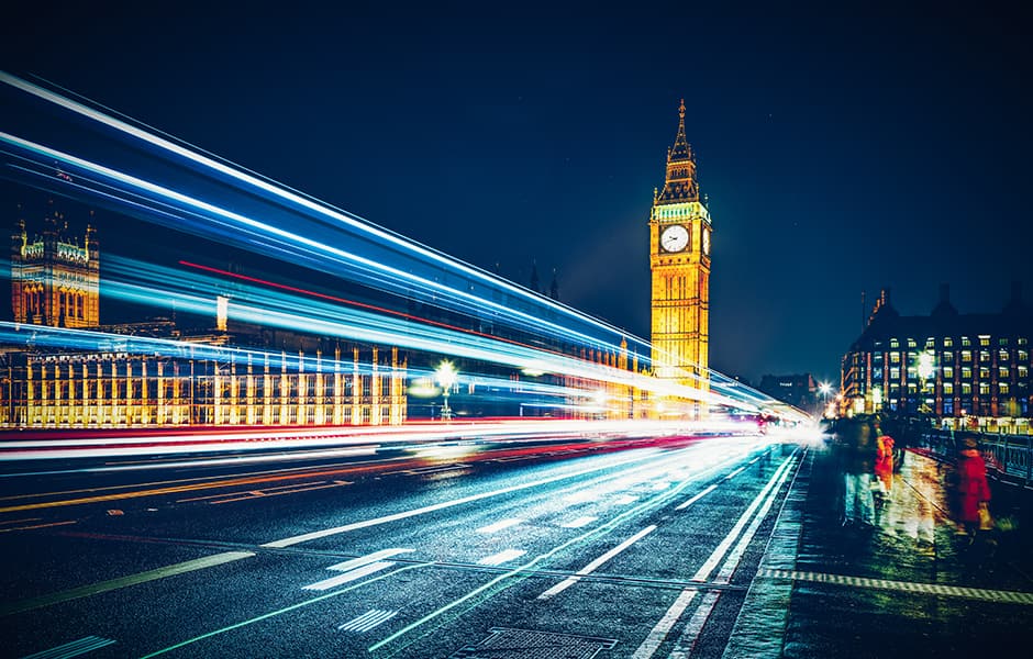 big ben and westminster bridge at night in london uk