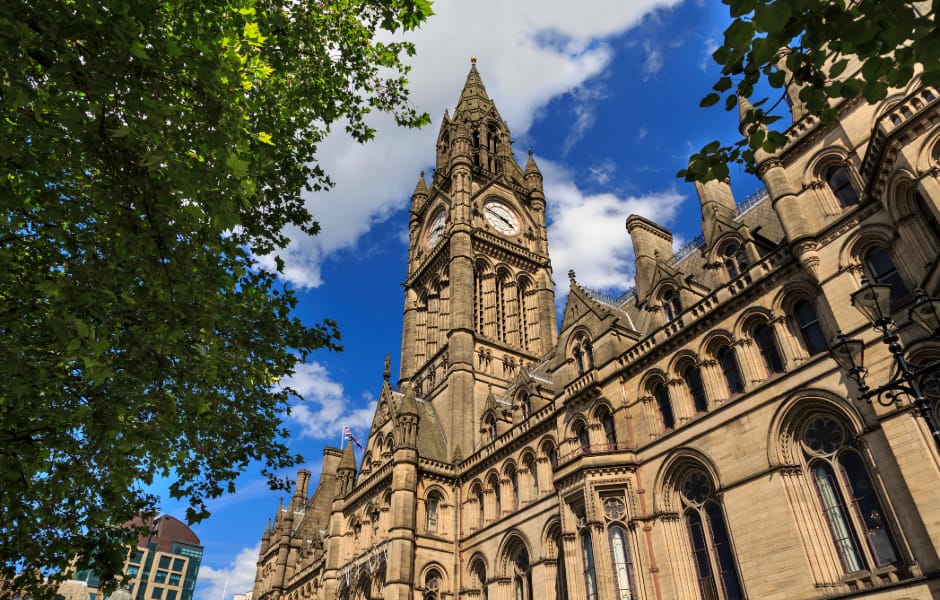 close up of manchester town hall