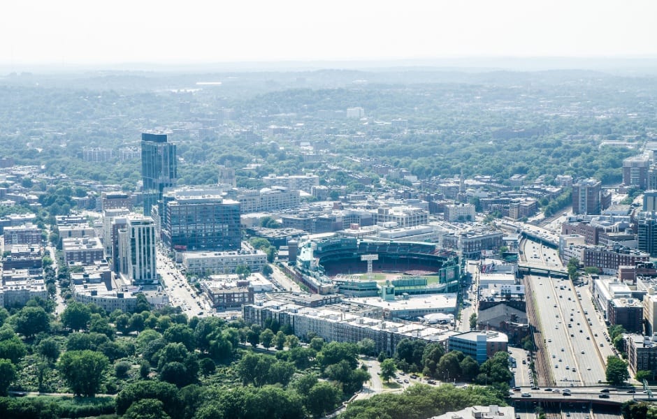 aerial view of boston 