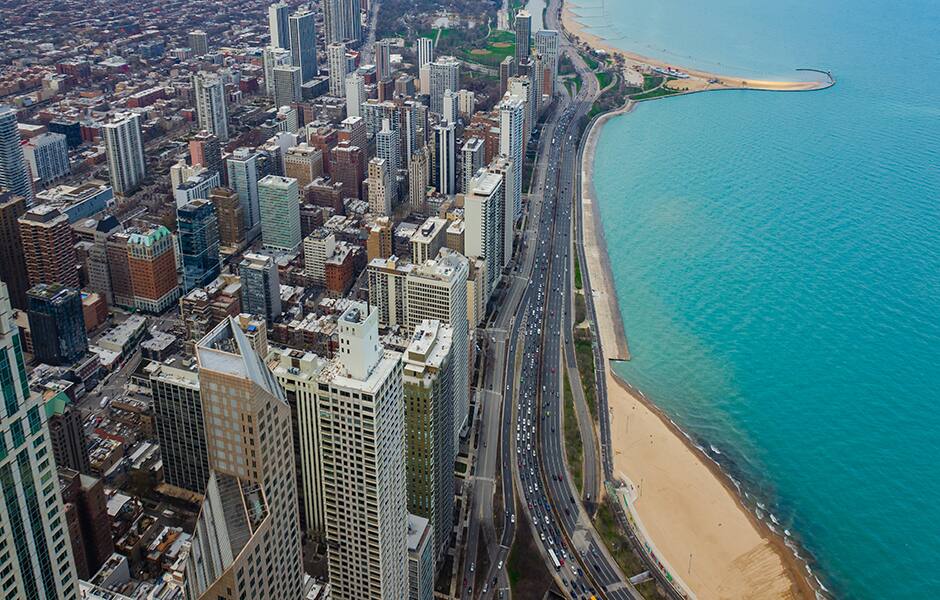 aerial view of chicago