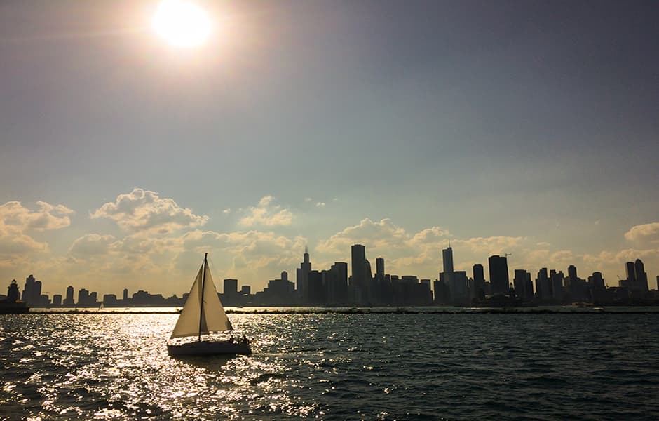 lake michigan and skyline chicago