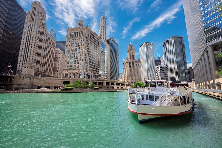 view of lake michigan and boat chicago