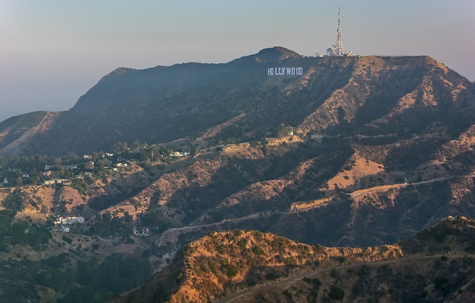 hollywood sign and hills in los angeles 