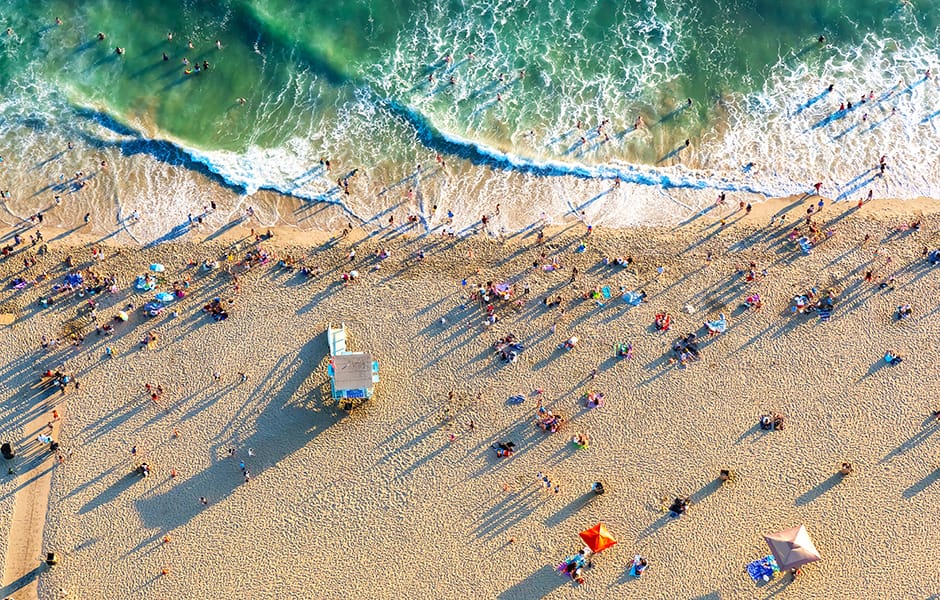 view of santa monica beach california usa