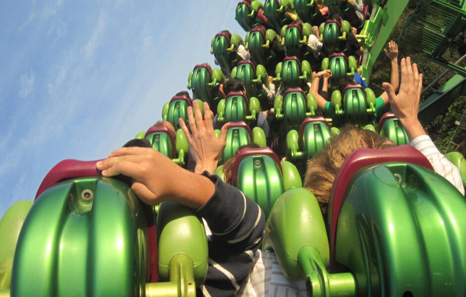 view of people on a rollercoaster los angeles 