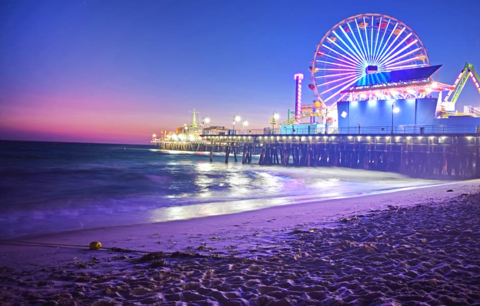 santa monica pier at night los angeles 