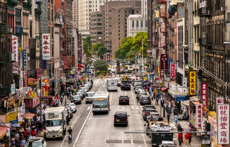 view of china town in new york city usa