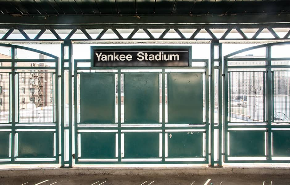 yankee stadium train sign new york