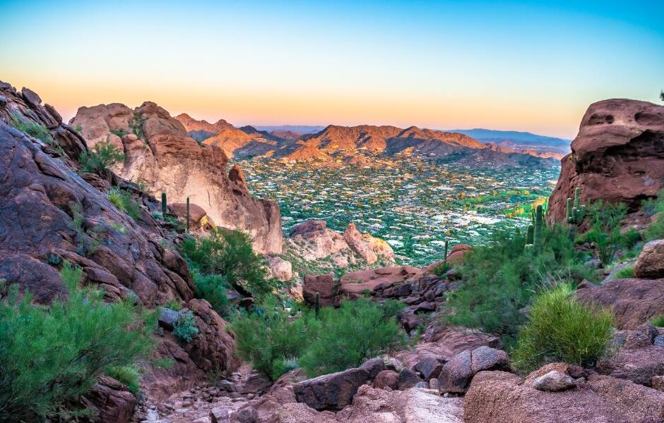 camelback mountain in phoenix arizona at sunrise