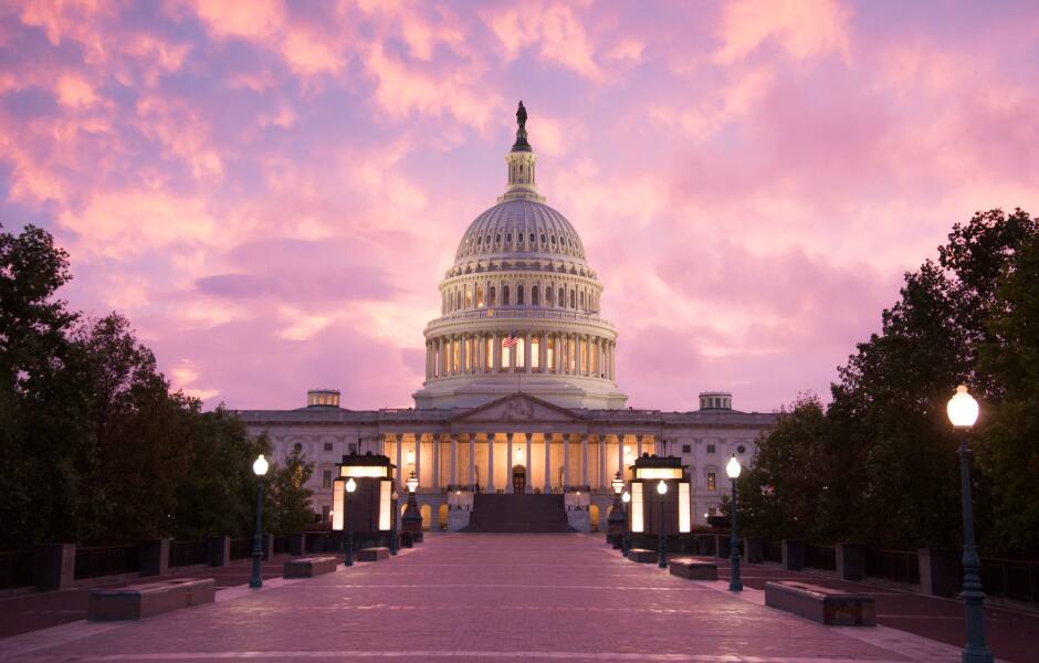 capitol building washington dc at sunset