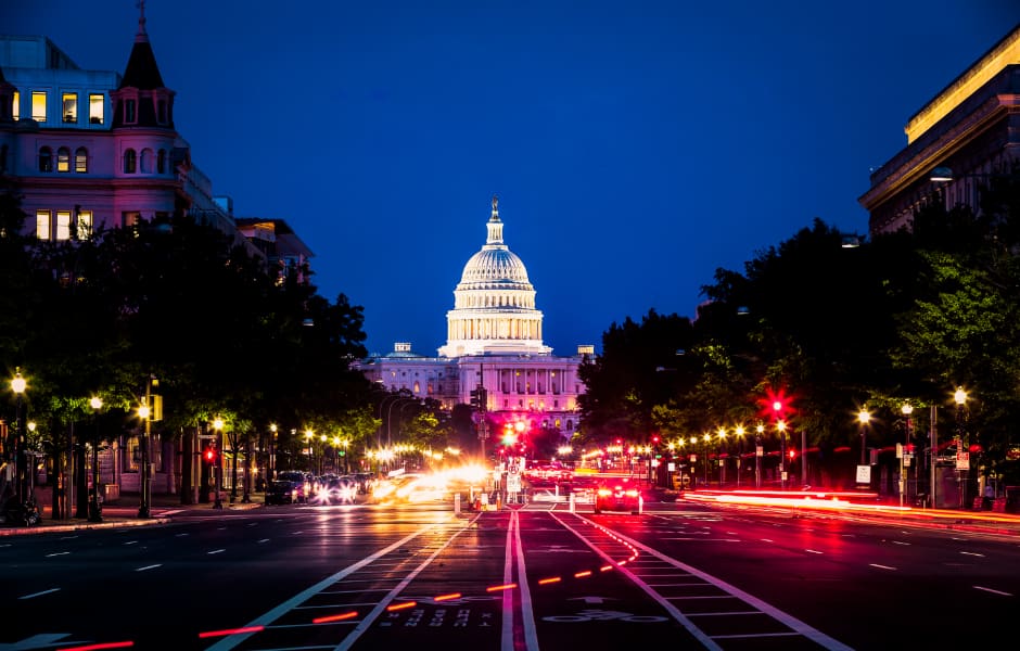 washington monument at night