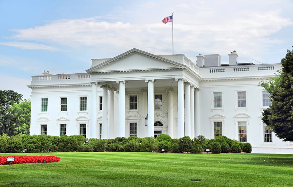 clear sky and white house in washington dc usa