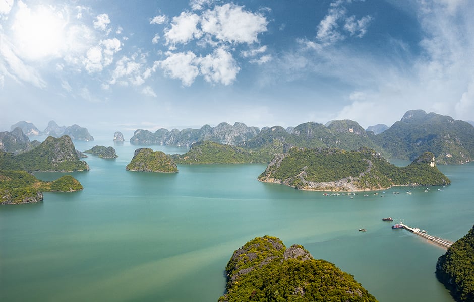 the limestone islands of ha long bay in vietnam